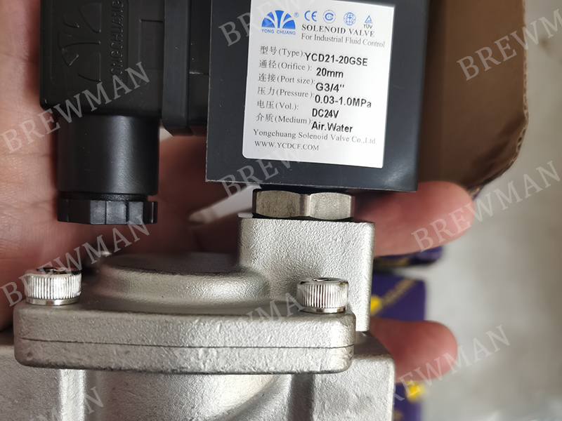 Stainless Steel Glycol Solenoid Valve for Fermenters and Brite tanks